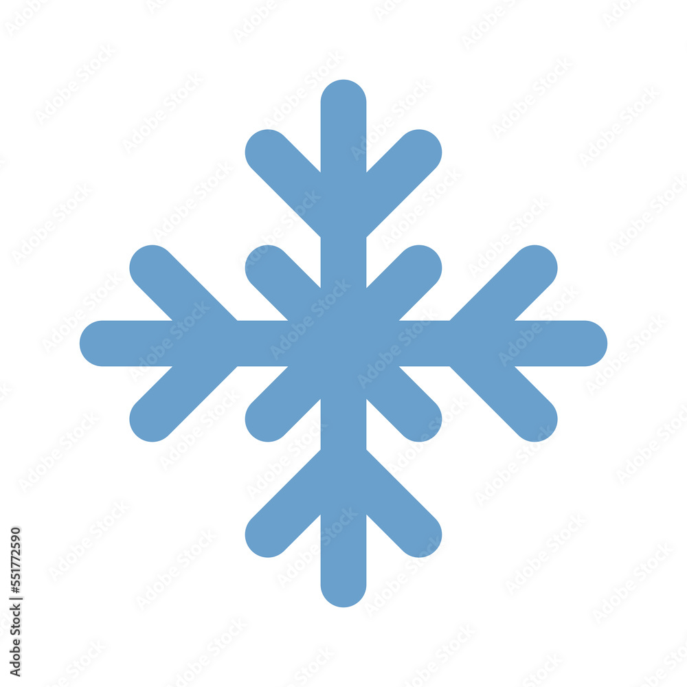 Blue snowflake icon isolated on white background. New year design element, frozen symbol. Flat vector illustration Blue snowflake icon isolated on white background. New year design element, frozen symbol. Flat vector illustration