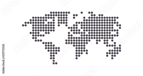 Earth globe world map of dots and global geography in dotted pattern flat vector illustration. 