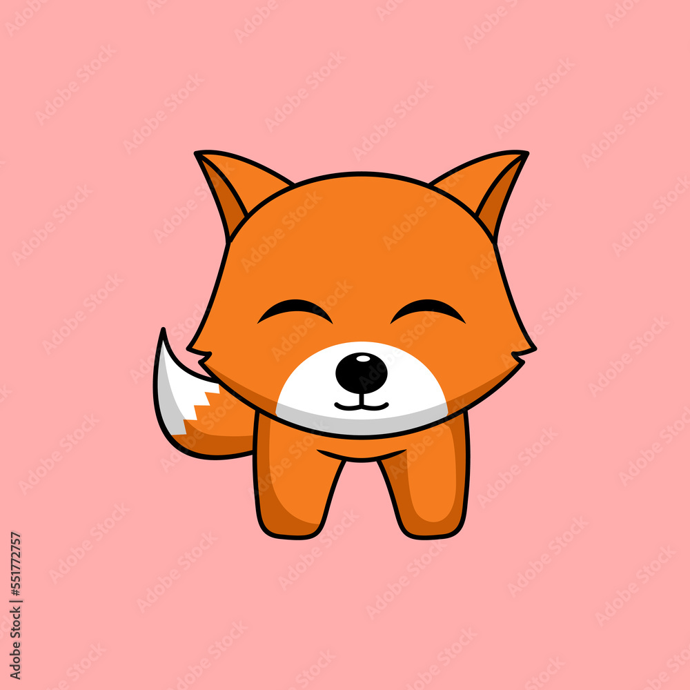 Vector illustration of cute and chubby fox