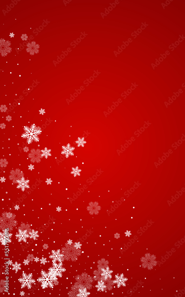 Silver Snow Vector Red Background. Christmas