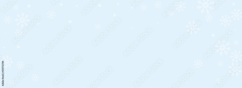 White Snowflake Vector Panoramic Blue Background. White Snowflake Vector Panoramic Blue Background.