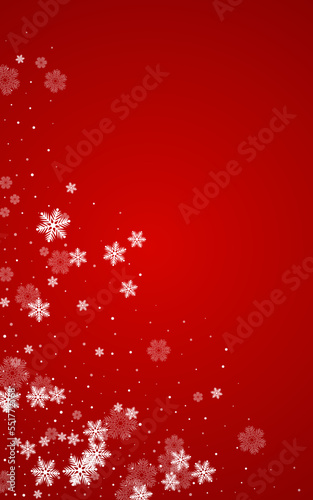 Silver Snow Vector Red Background. Christmas