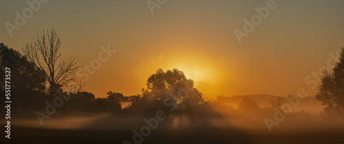 sunrise in the fog