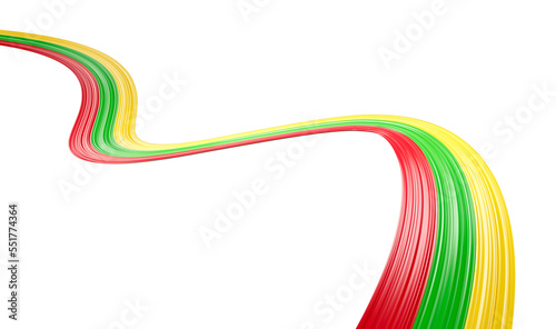 Myanmar Burma flag colors ribbon on isolated background 3d illustration