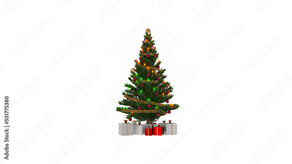Alpha Channel Christmas Decorated Pine Tree Alpha Channel Christmas Decorated Pine Tree