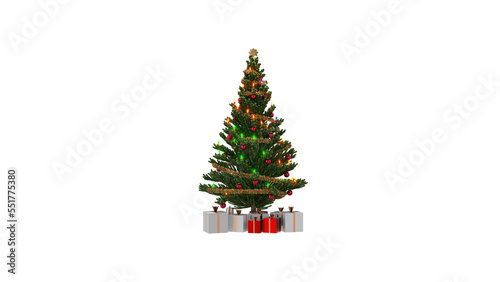 Alpha Channel Christmas Decorated Pine Tree