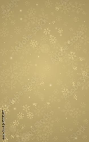 White Snowfall Vector Golden Background. Light
