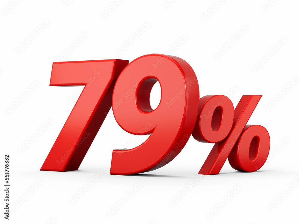 3d Red 79% Seventy Nine Percent Sign on White Background 3d illustration 3d Red 79% Seventy Nine Percent Sign on White Background 3d illustration