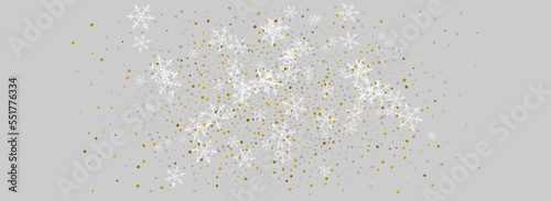 Silver Snowfall Vector Panoramic Grey Background.
