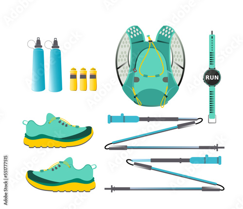 set of accessories for trail runner