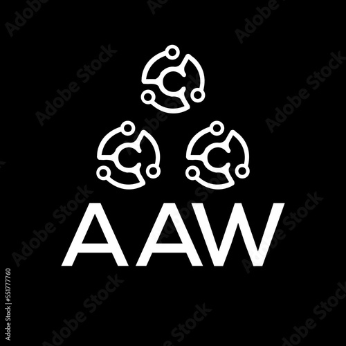 AAW letter logo. AAW best black background vector image. AAW Monogram logo design for entrepreneur and business.
 photo