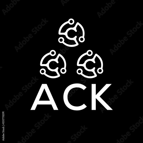 ACK letter logo. ACK best black background vector image. ACK Monogram logo design for entrepreneur and business.
