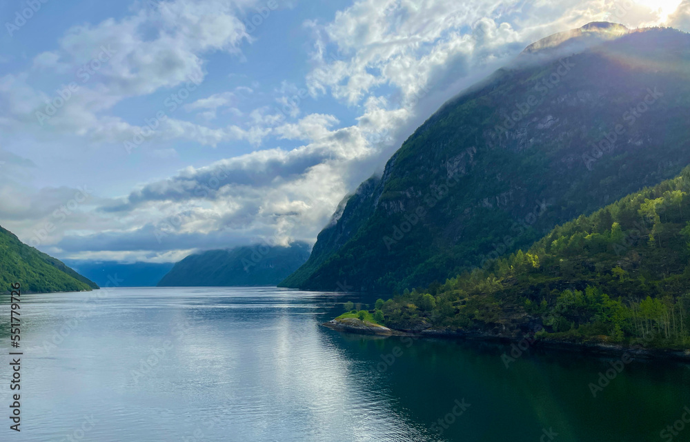 Beautiful fjords on a cloudy day in Norway