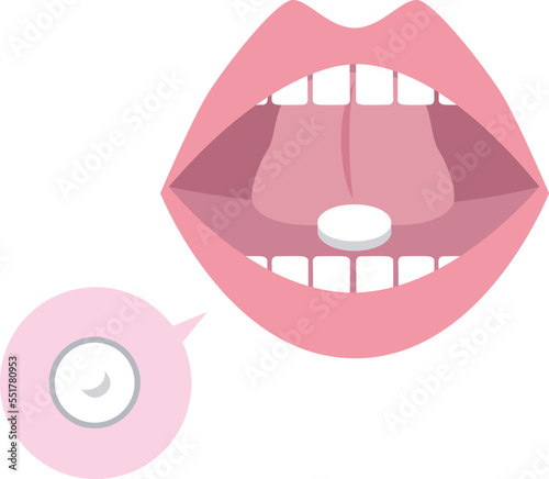 舌下錠の使用方法のイラスト（舌下免疫療法など） photo