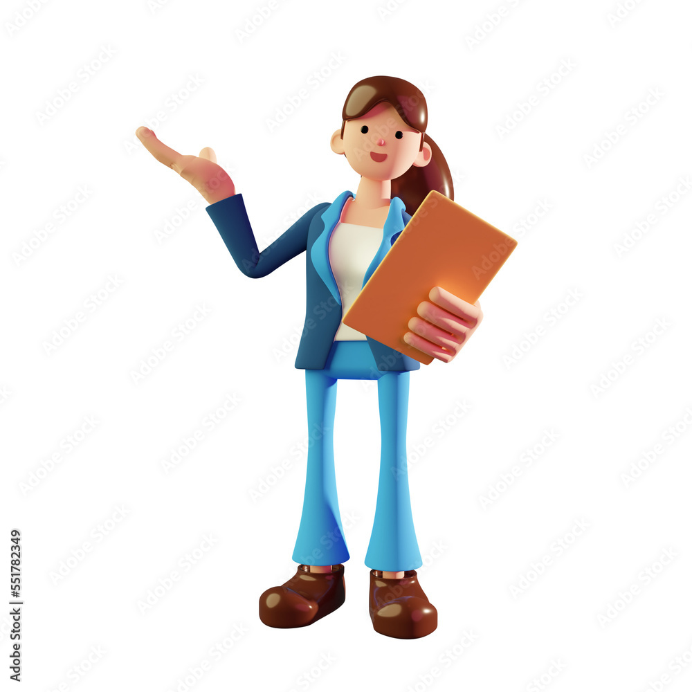 3D Woman Character Presentation Illustration