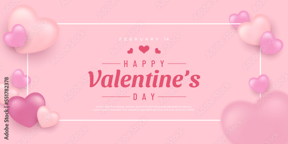 Realistic happy valentine's day background design Stock Vector | Adobe ...