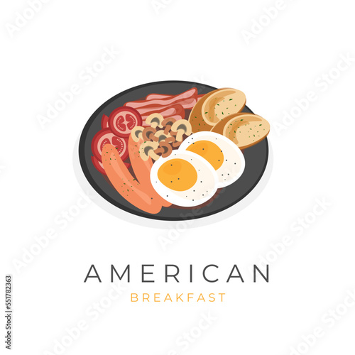 Complete American Breakfast Illustration Logo