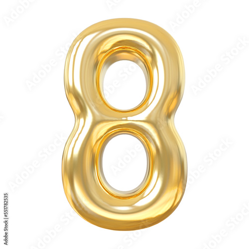 3d numbers 8 gold with generative AI