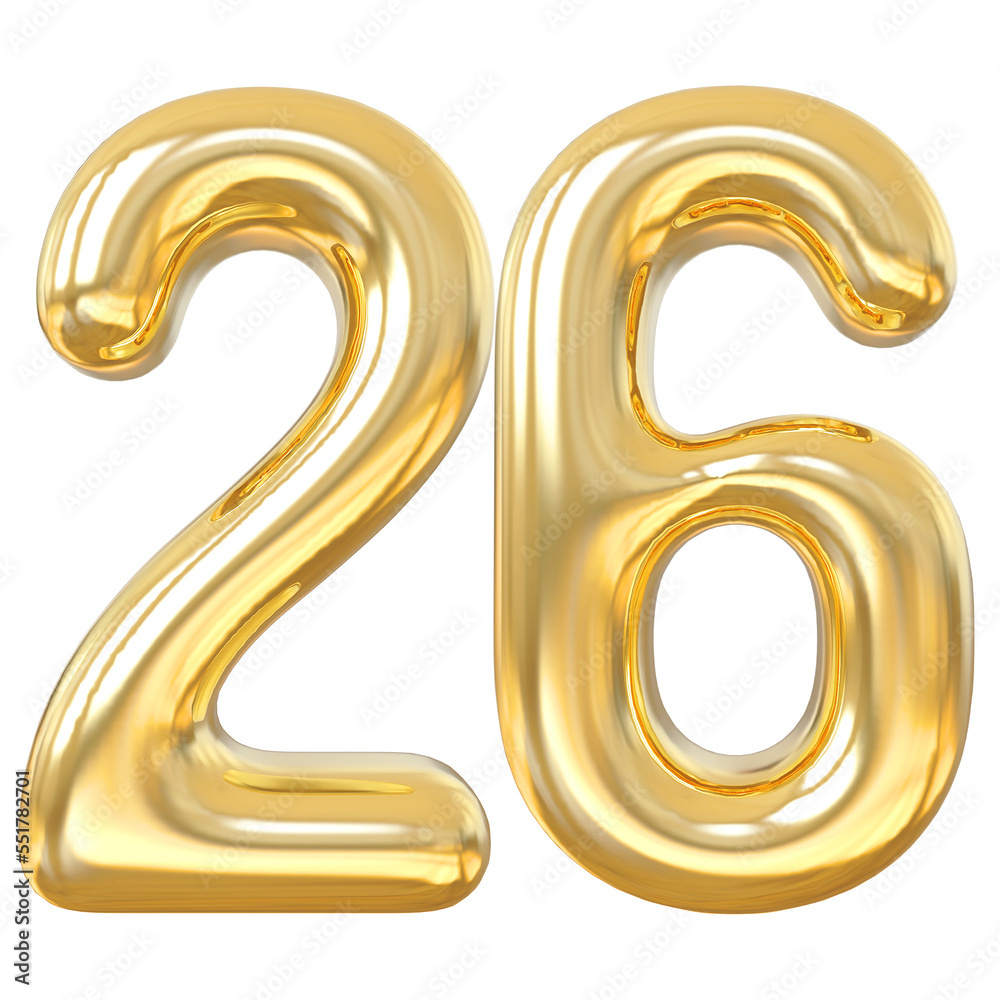 3d numbers 26 gold with generative AI 3d numbers 26 gold with generative AI