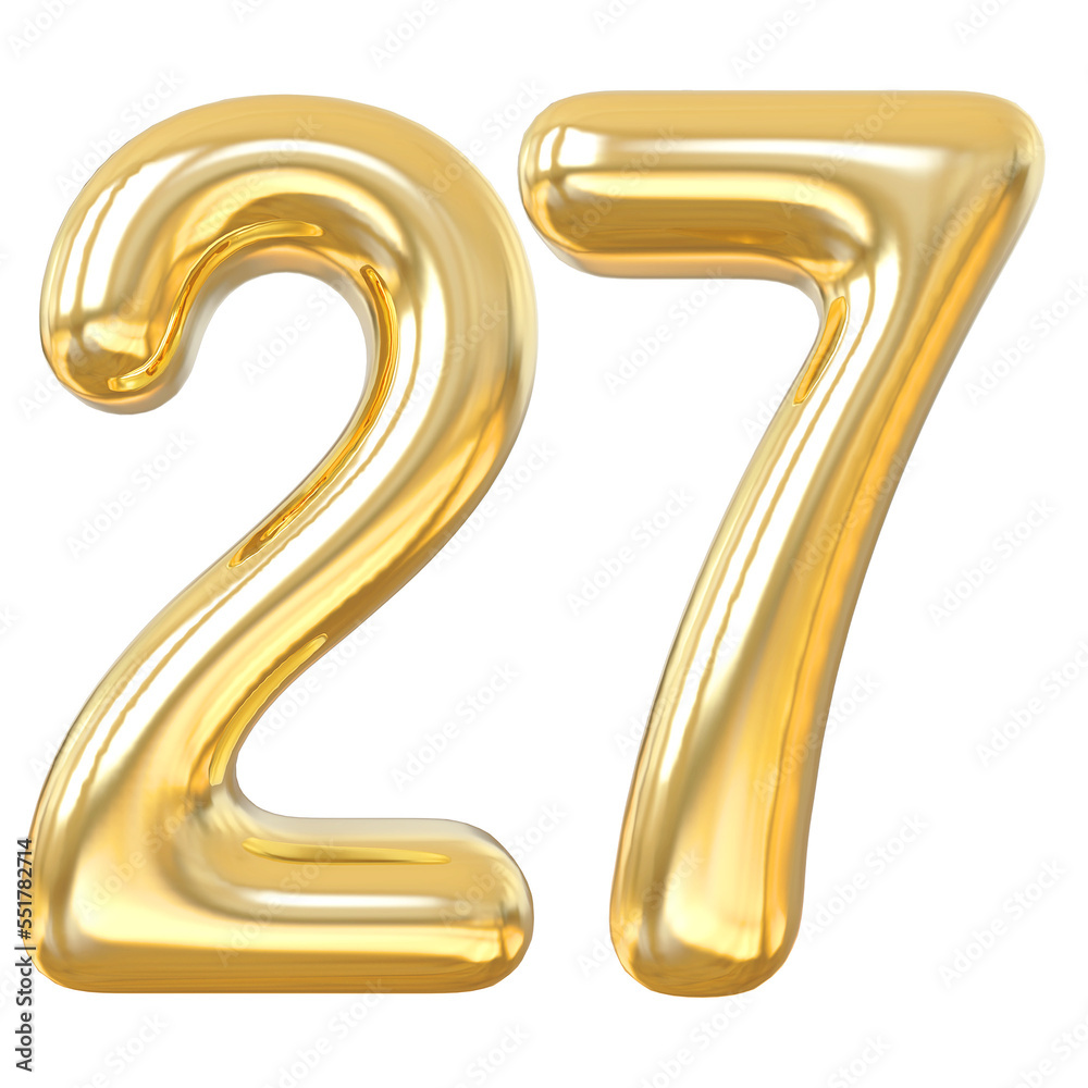 3d numbers 27 gold with generative AI 3d numbers 27 gold with generative AI