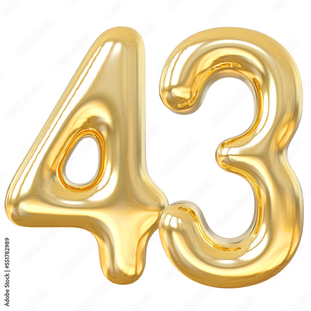 3d numbers 43 gold with generative AI 3d numbers 43 gold with generative AI