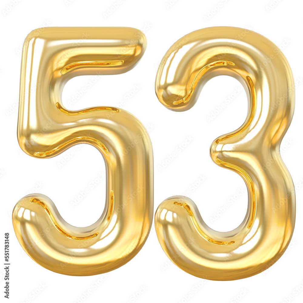 3d numbers 53 gold with generative AI 3d numbers 53 gold with generative AI
