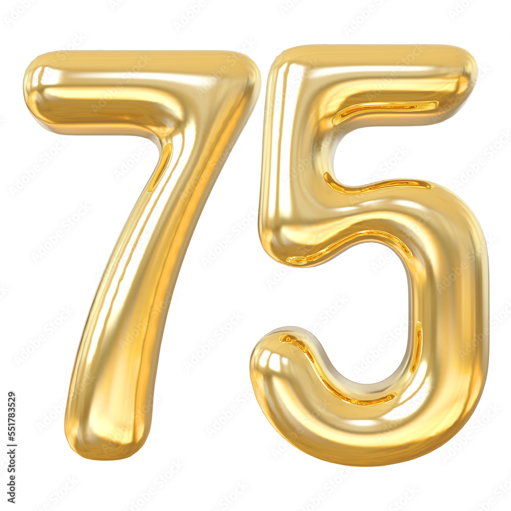 3d numbers 75 gold with generative AI 3d numbers 75 gold with generative AI
