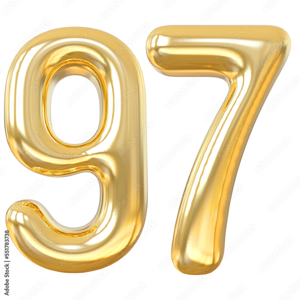 3d numbers 97 gold with generative AI 3d numbers 97 gold with generative AI