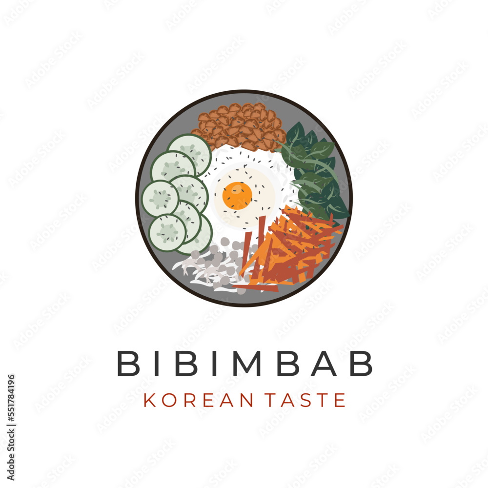 Bibimbap Korean Food Illustration Logo Bibimbap Korean Food Illustration Logo
