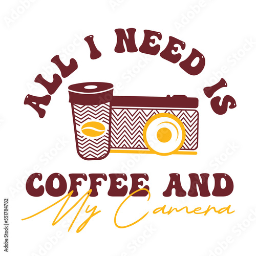 Retro Coffee Camera Typographic T Shirt
