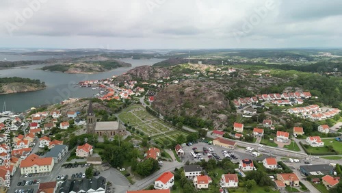 Fjallbacka, Sweden Town Drone Pan photo