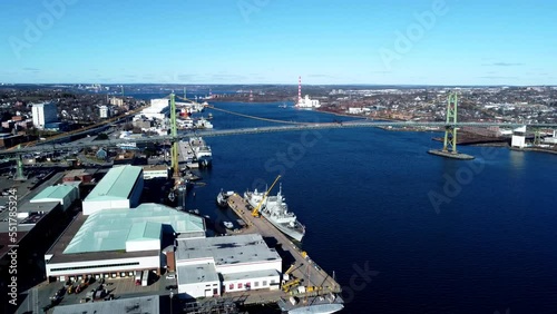 Flying over Macdonald bridge on a beautiful sunny day  photo