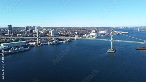 Flying over Macdonald bridge on a beautiful sunny day photo