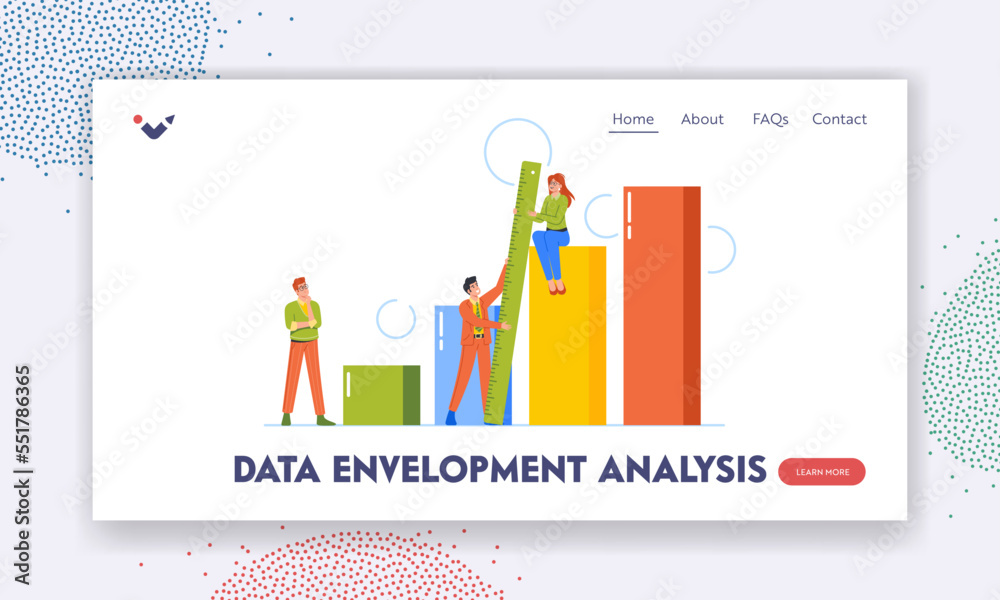 Data Envelopment Analysis Landing Page Template. Benchmark Measurement, Improvement, Growth Concept, Vector Illustration