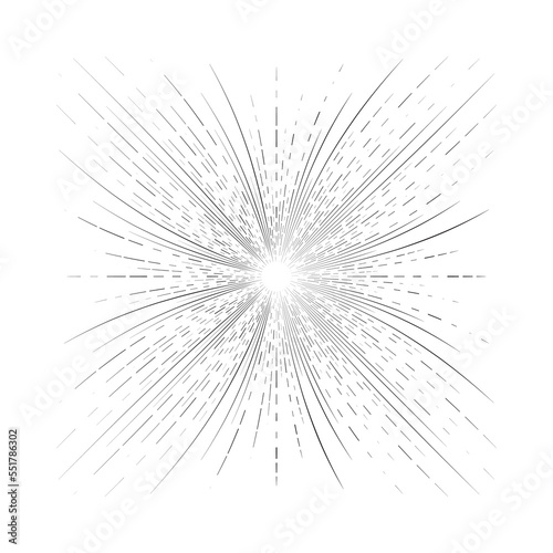 Vintage Sunburst, Black and White Sun Vector Icon, Bursting Sun Rays, Star Pictograph, Speed Lines