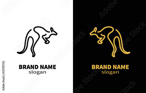 Australian Kangaroo Jump Line Art  Logo Design