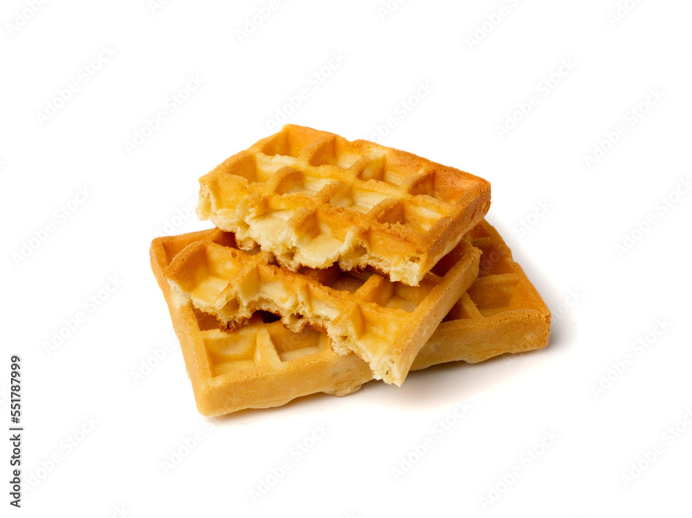 Broken Belgian Waffle Isolated, Square Waffled Cookie, Soft Golden Belgian Waffles, Wafer Biscuit Breakfast Broken Belgian Waffle Isolated, Square Waffled Cookie, Soft Golden Belgian Waffles, Wafer Biscuit Breakfast