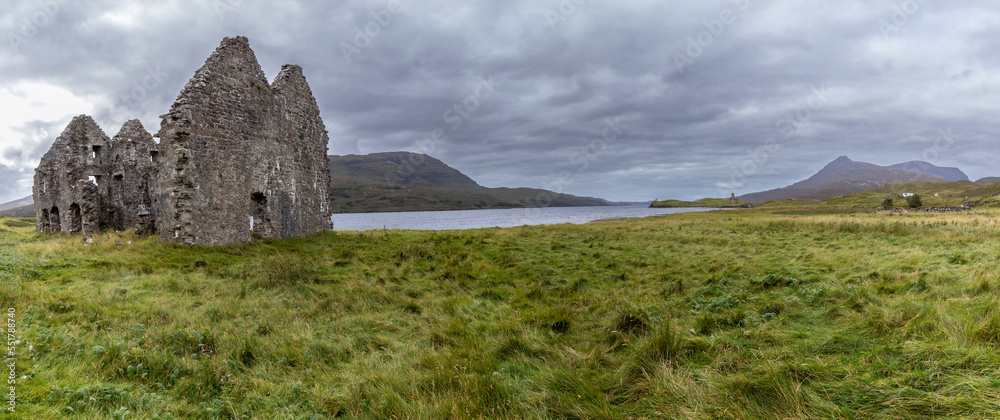 Calda House is a ruined manor house in the Scottish Highlands on the north shore of Loch Assynt