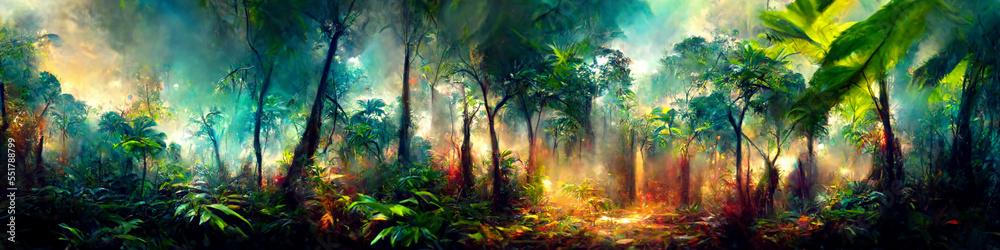 Tropical jungles created with Generative Ai technology