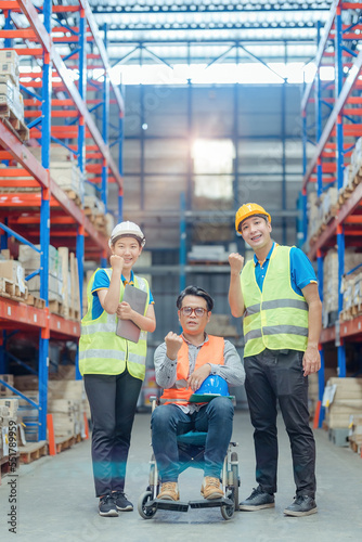 Wallpaper Mural The supervisor is handicapped with a wheelchair inspecting the work background in warehouse.logistic  business export ,Warehouse worker checking packages on store Torontodigital.ca