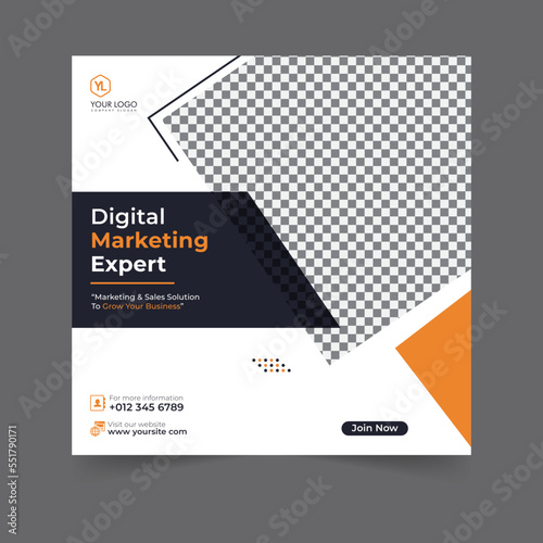 Digital marketing social media post business webinar for social media story, business post or stories banner template geometric shape design for attractive abstract elements post background space