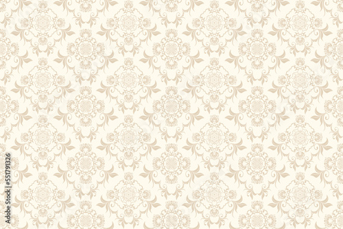 Seamless ornament on background. Floral ornament on background. Wallpaper pattern. Template for design of your interior