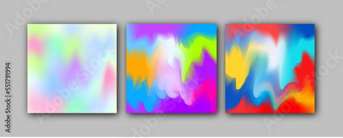 Rainbow Gradient Set. Color Background. Pink, Green, Red, Blue, Violet, Yellow Blurred Mesh. Vector Modern Banners. AbstractBright Wallpaper. Technology Cover And Template Design.