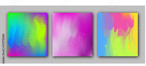 Rainbow Gradient Set. Color Background. Pink, Green, Red, Blue, Violet, Yellow Blurred Mesh. Vector Modern Banners. AbstractBright Wallpaper. Technology Cover And Template Design.