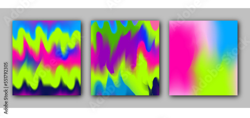 Rainbow Gradient Set. Color Background. Pink, Green, Red, Blue, Violet, Yellow Blurred Mesh. Vector Modern Banners. AbstractBright Wallpaper. Technology Cover And Template Design.