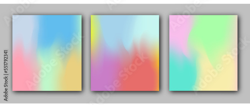 Rainbow Gradient Set. Color Background. Pink, Green, Red, Blue, Violet, Yellow Blurred Mesh. Vector Modern Banners. AbstractBright Wallpaper. Technology Cover And Template Design.