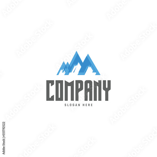 Mountain Logo , blue Mountain nature Logo template