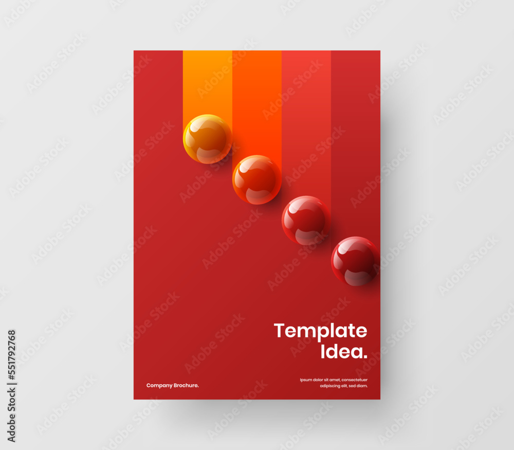 Creative realistic balls annual report illustration. Fresh presentation design vector template.