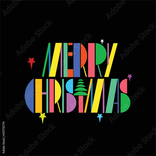 Merry Christmas written in colourful and very youthful way.