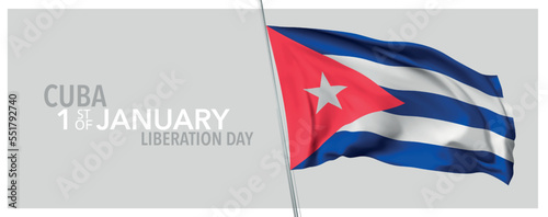 Cuba liberation day greeting card, banner with template text vector illustration